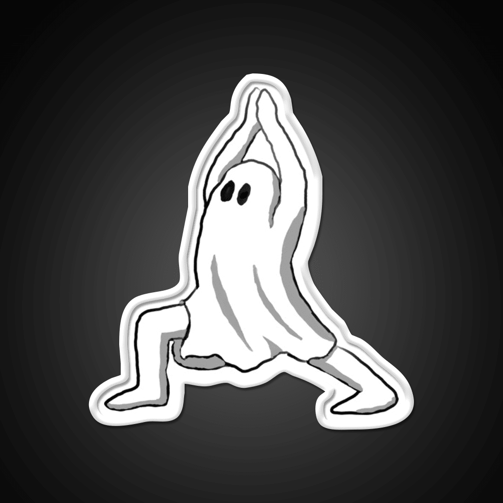 Ghost In Warrior I Pose Ghost Yoga Led Neon Sign Rgb Color - Shineneon