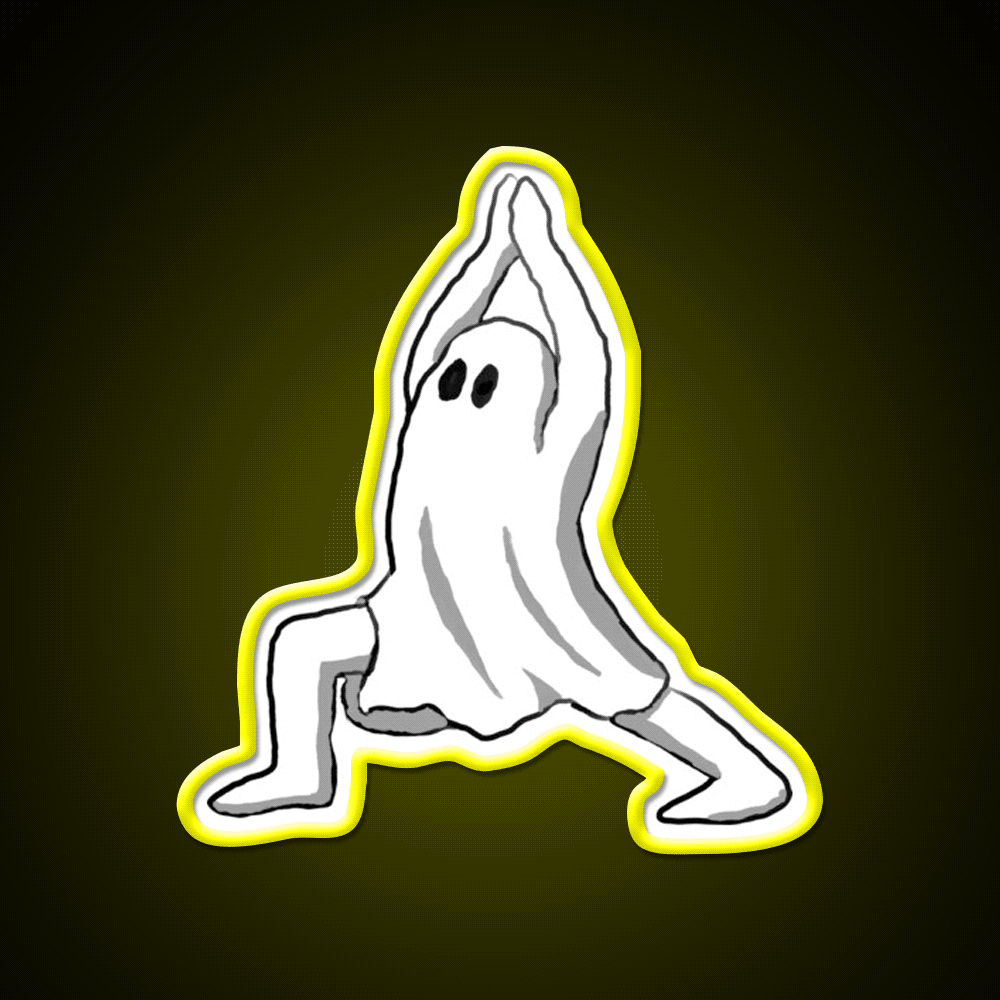 Ghost In Warrior I Pose Ghost Yoga Led Neon Sign Rgb Color
