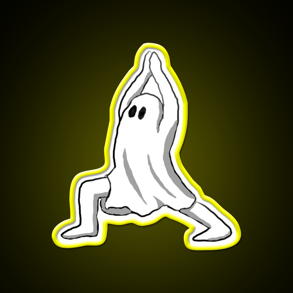 Ghost In Warrior I Pose Ghost Yoga Led Neon Sign Rgb Color