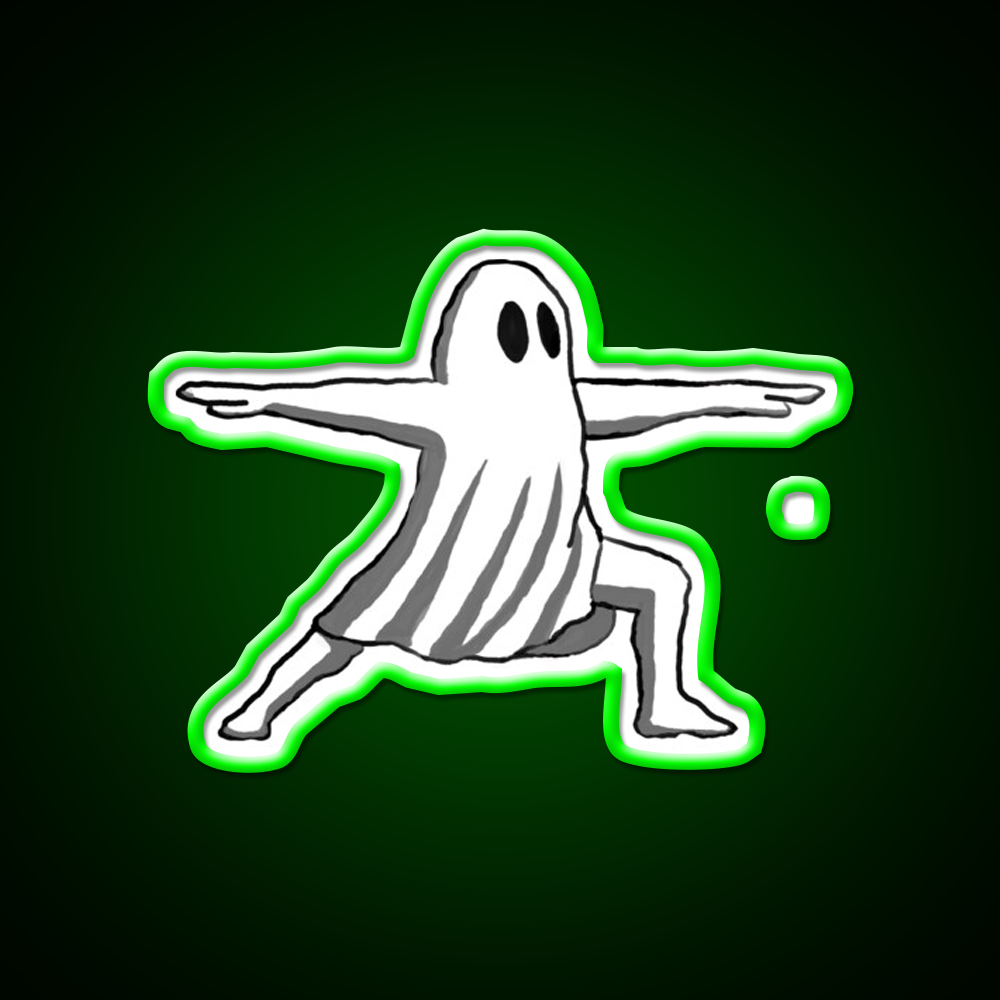 Ghost In Warrior Ii Pose Ghost Yoga Led Neon Sign Rgb Color