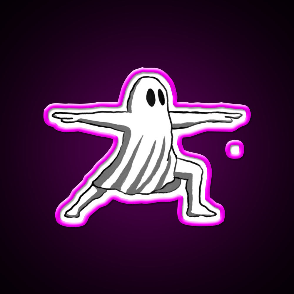 Ghost In Warrior Ii Pose Ghost Yoga Led Neon Sign Rgb Color