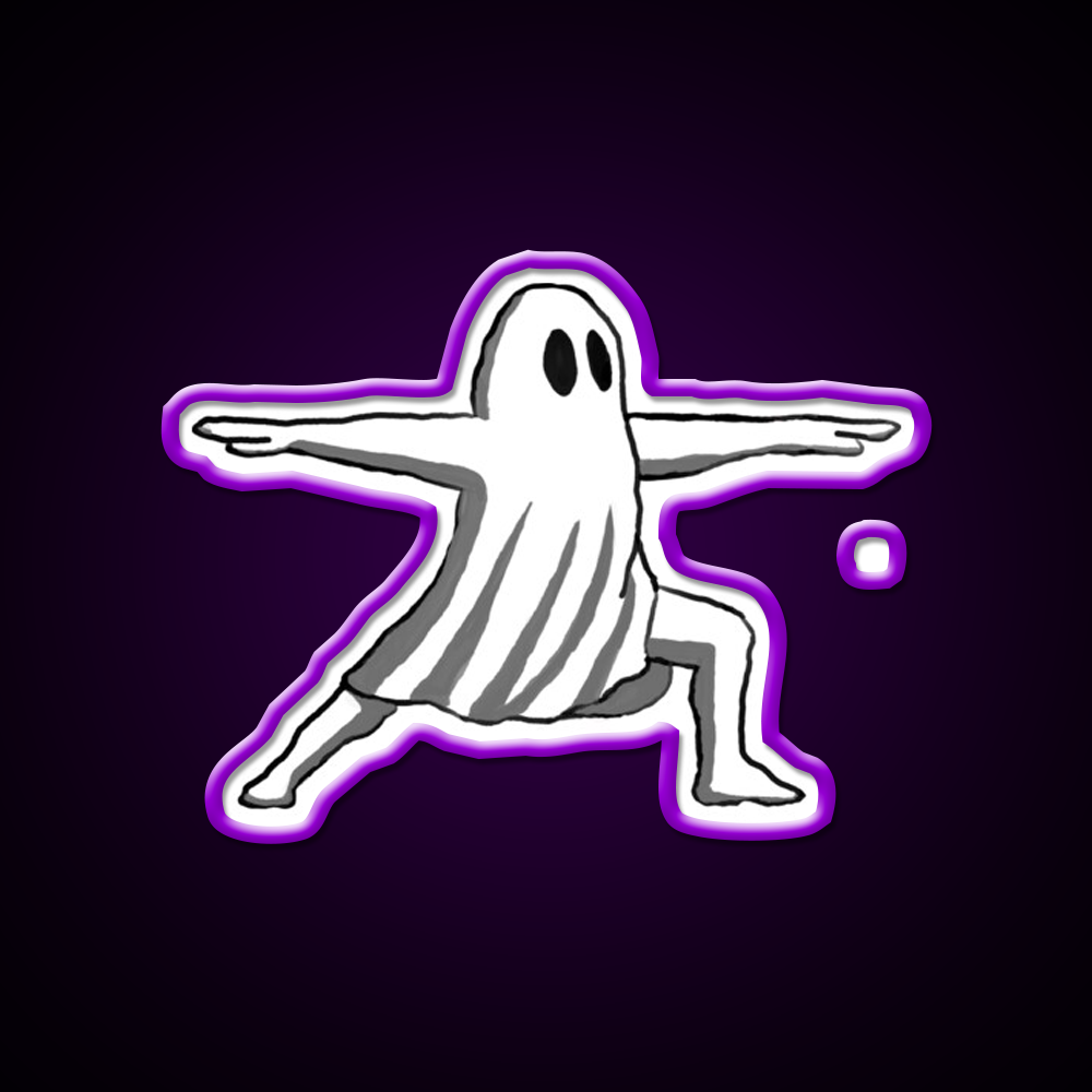 Ghost In Warrior Ii Pose Ghost Yoga Led Neon Sign Rgb Color