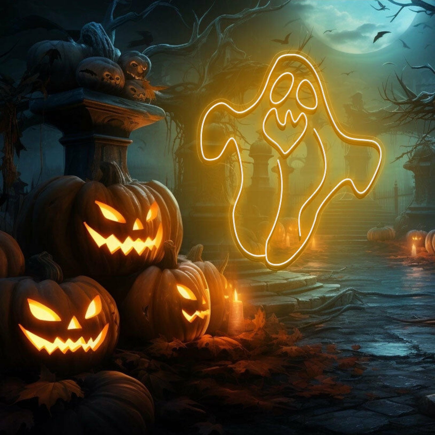 Ghost Neon Sign Halloween Holiday Party Wall | Shineneon