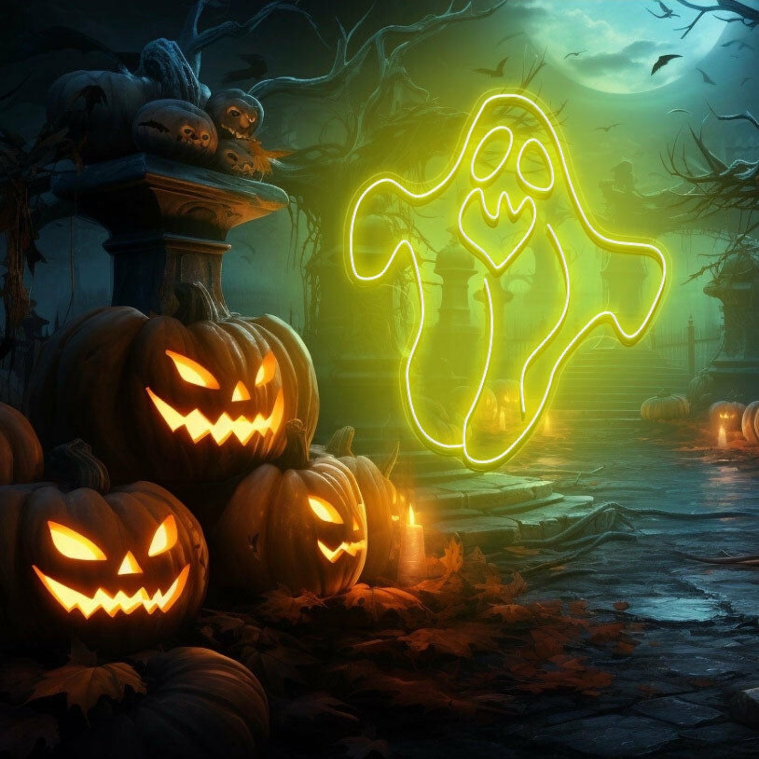 Ghost Neon Sign Halloween Holiday Party Wall | Shineneon