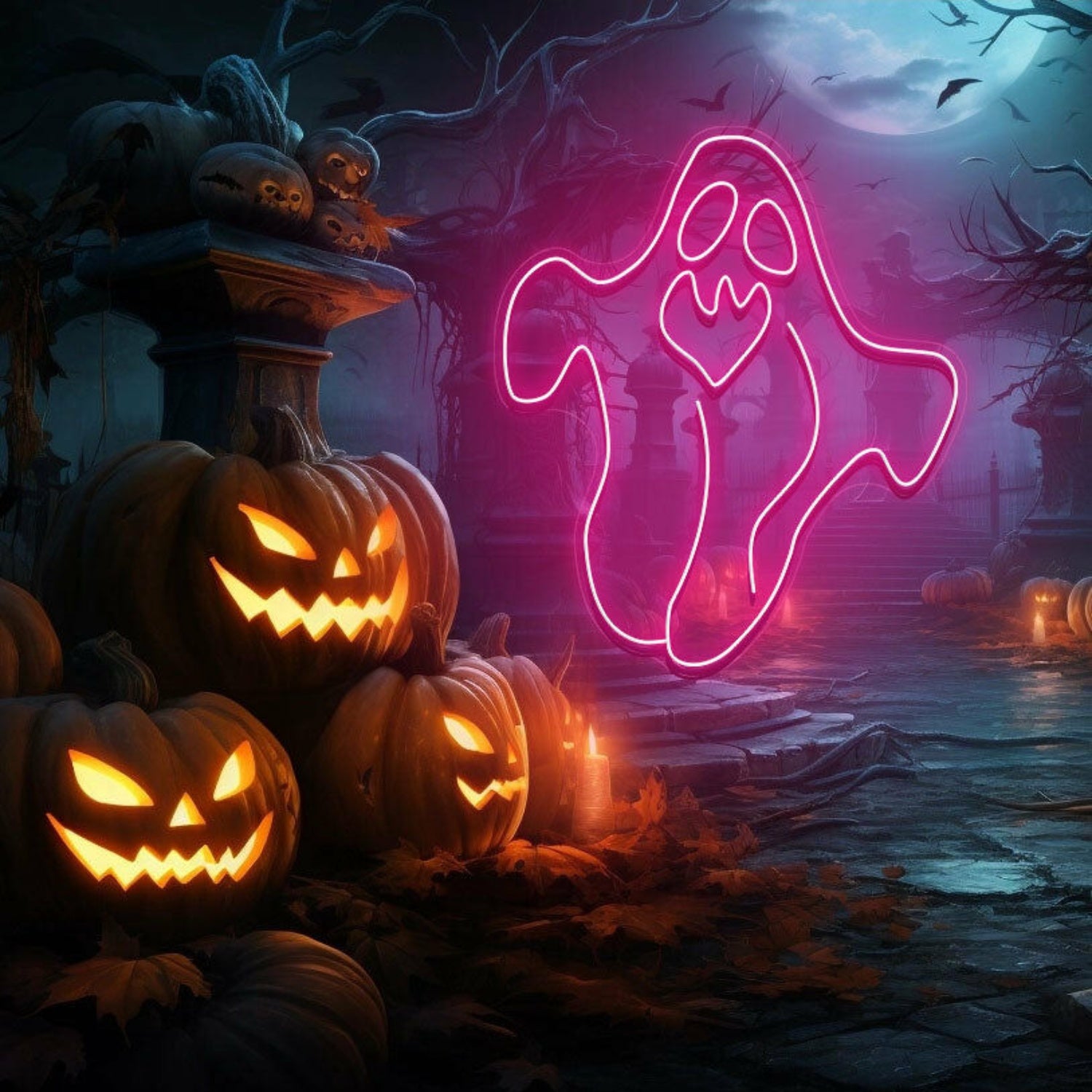 Ghost Neon Sign Halloween Holiday Party Wall | Shineneon