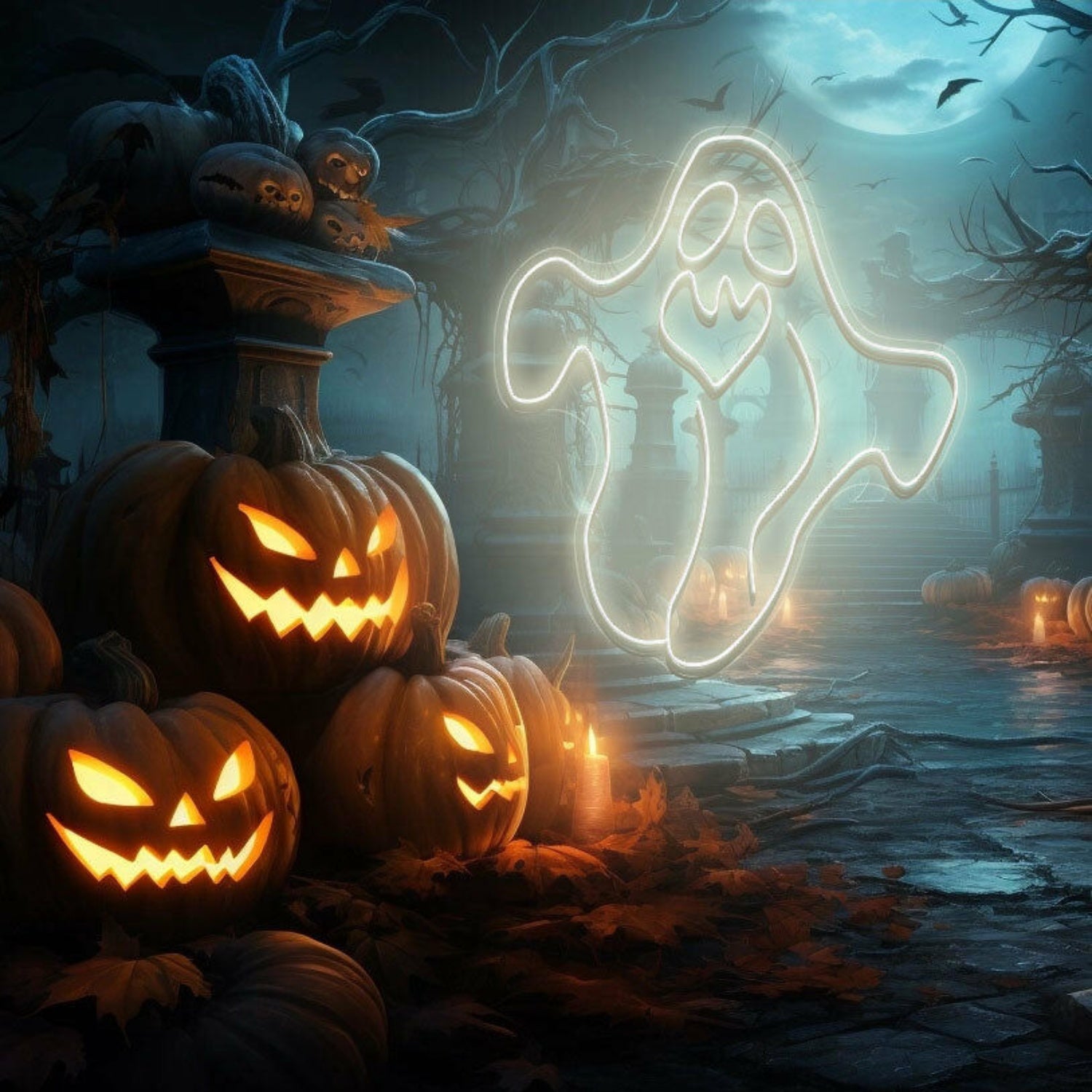 Ghost Neon Sign Halloween Holiday Party Wall | Shineneon