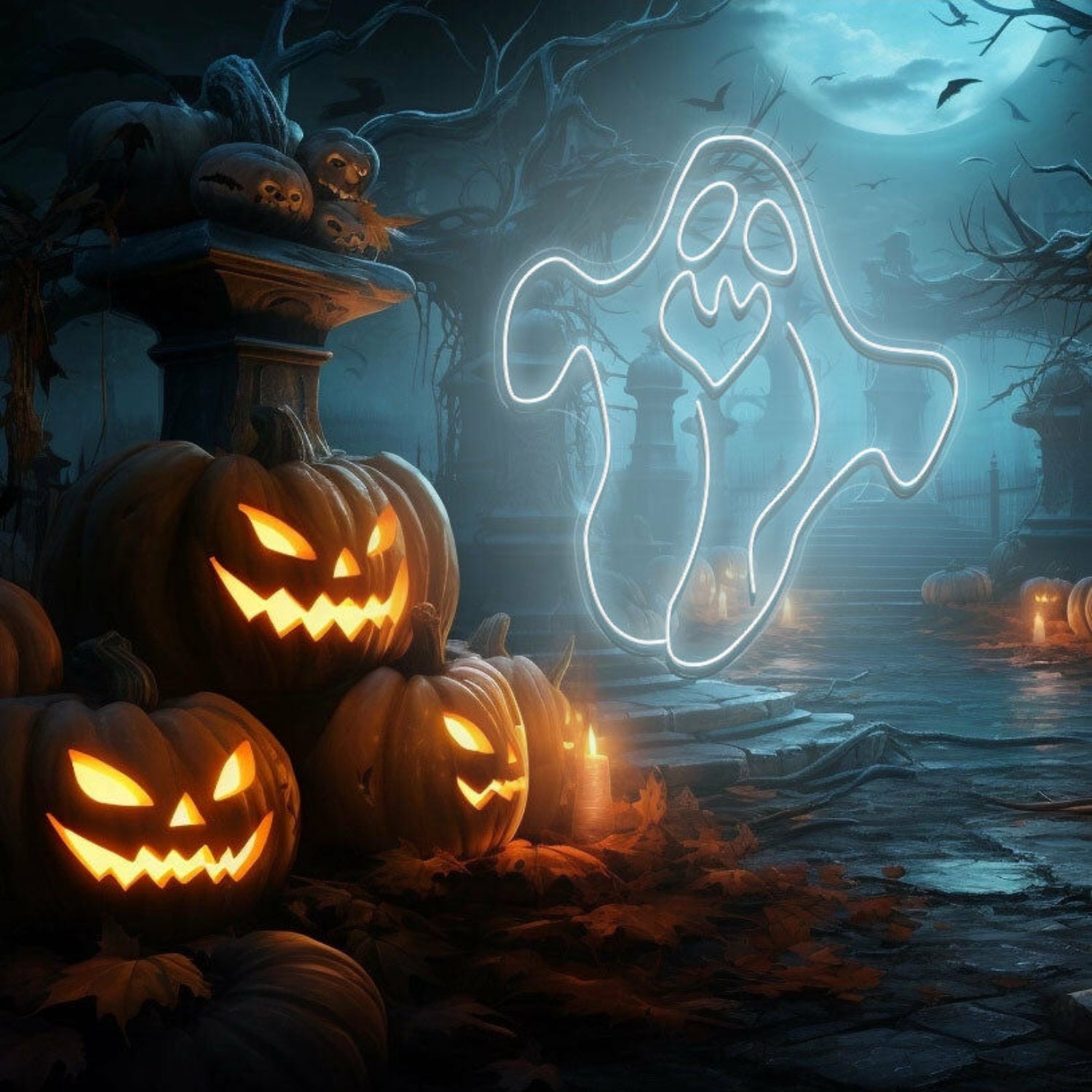 Ghost Neon Sign Halloween Holiday Party Wall | Shineneon