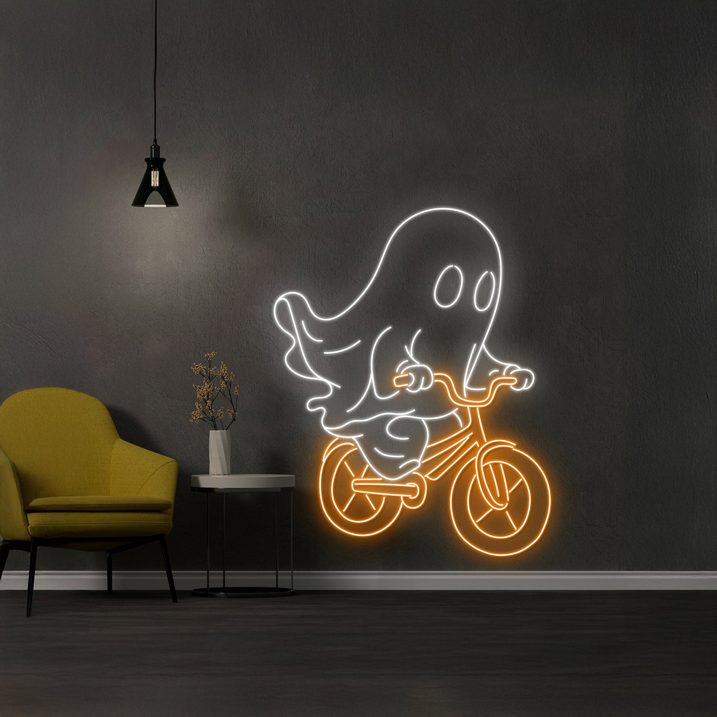 Ghost On A Bicycle Neon Sign