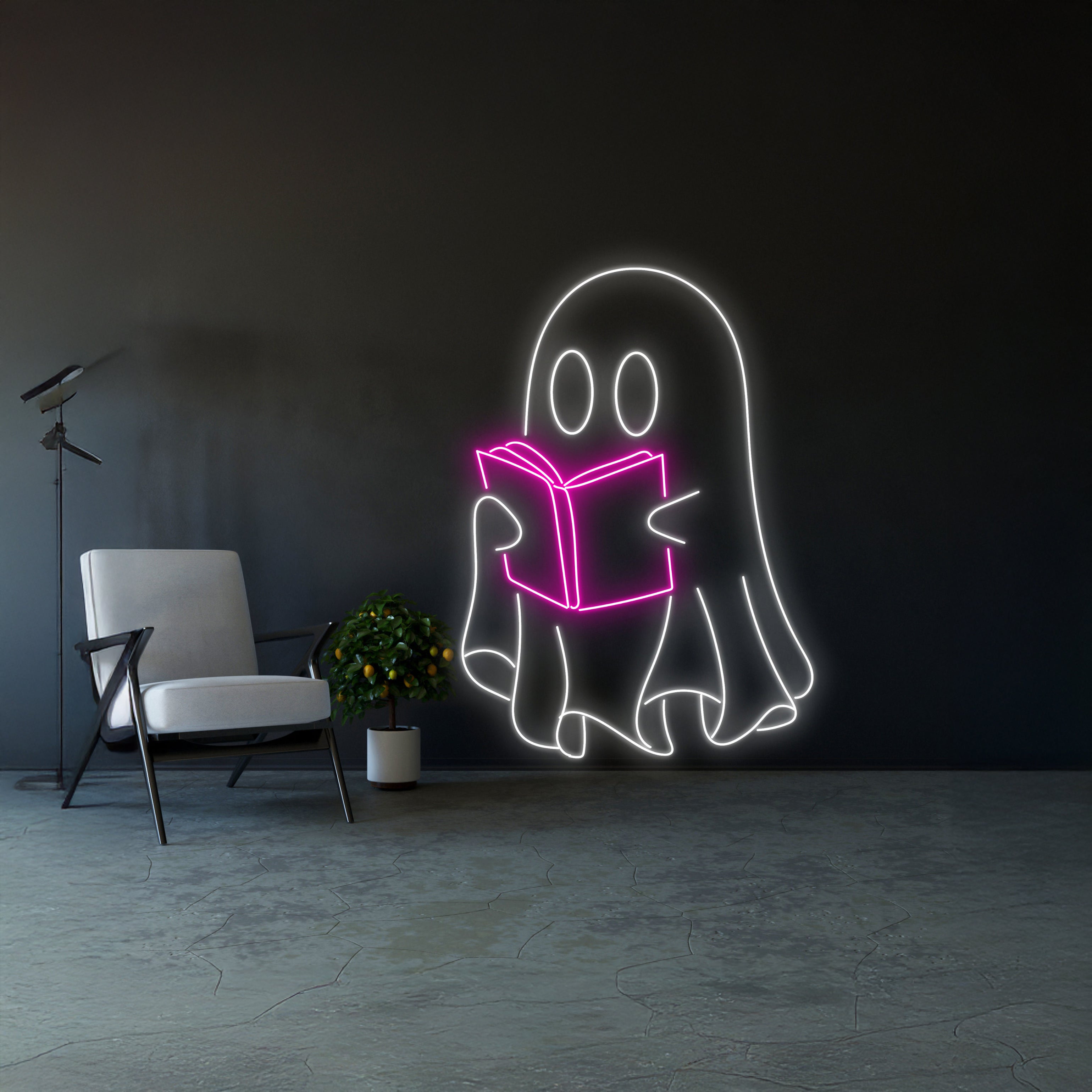 Ghost Reading Books Neon Sign | Shineneon