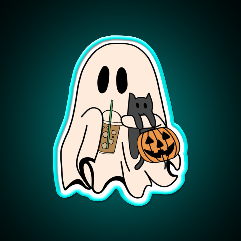 Ghost Vibes Cafe Led Neon Sign Espresso Bar Art Rgb Color