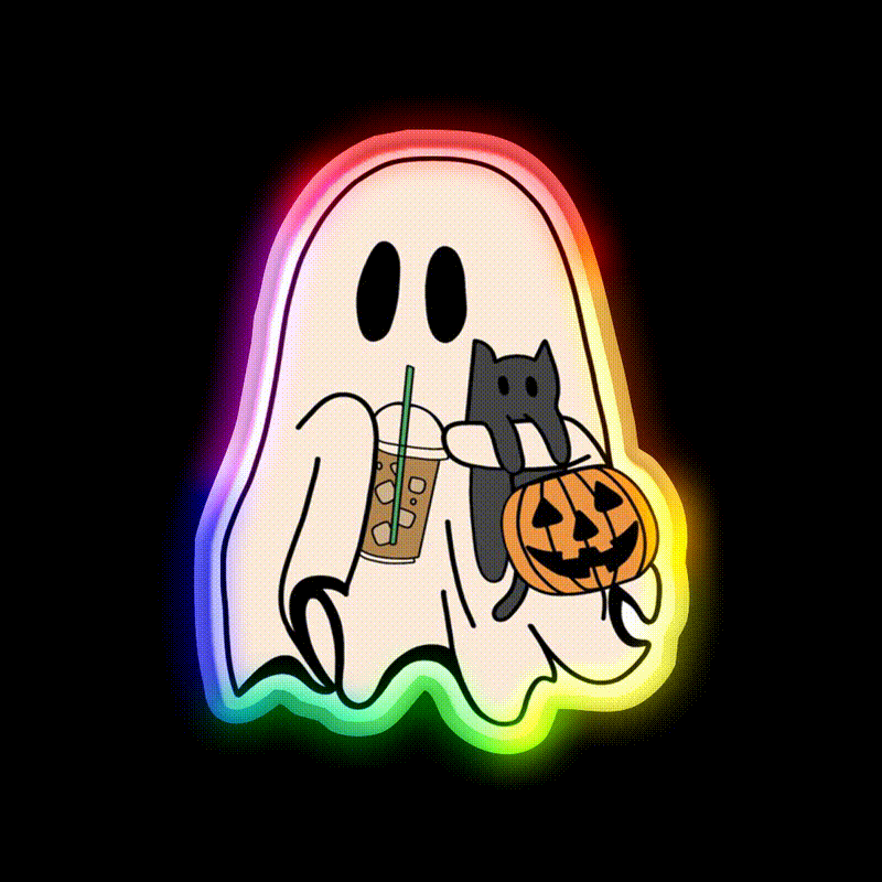 Ghost Vibes Cafe Led Neon Sign Espresso Bar Art Rgb Color