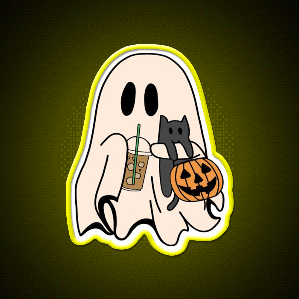 Ghost Vibes Cafe Led Neon Sign Espresso Bar Art Rgb Color