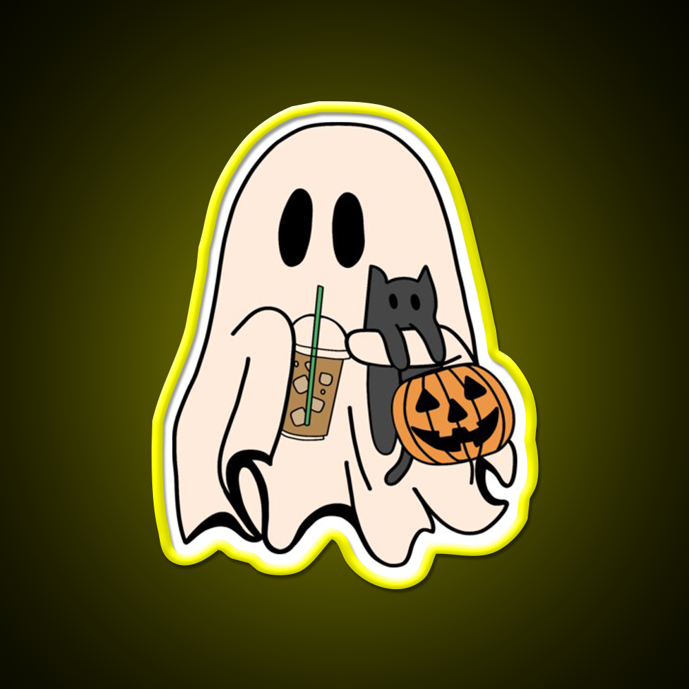 Ghost Vibes Cafe Led Neon Sign Espresso Bar Art Rgb Color