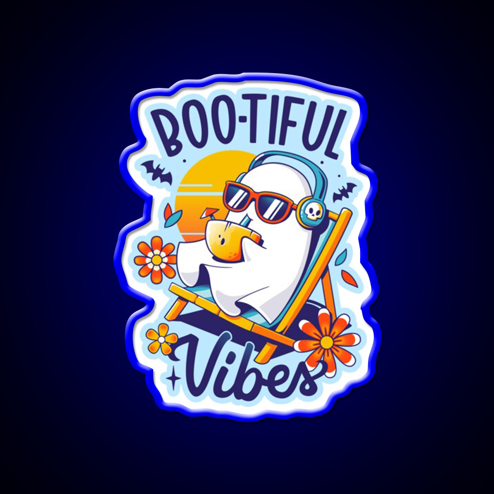 Ghostly Summer Vibes Spooky Ghost Cocktail Bar Decor Led Neon Sign Rgb Color - LED neon sign view 5