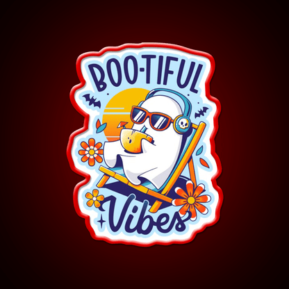 Ghostly Summer Vibes Spooky Ghost Cocktail Bar Decor Led Neon Sign Rgb Color - Shineneon
