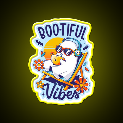 Ghostly Summer Vibes Spooky Ghost Cocktail Bar Decor Led Neon Sign Rgb Color - LED neon sign view 7
