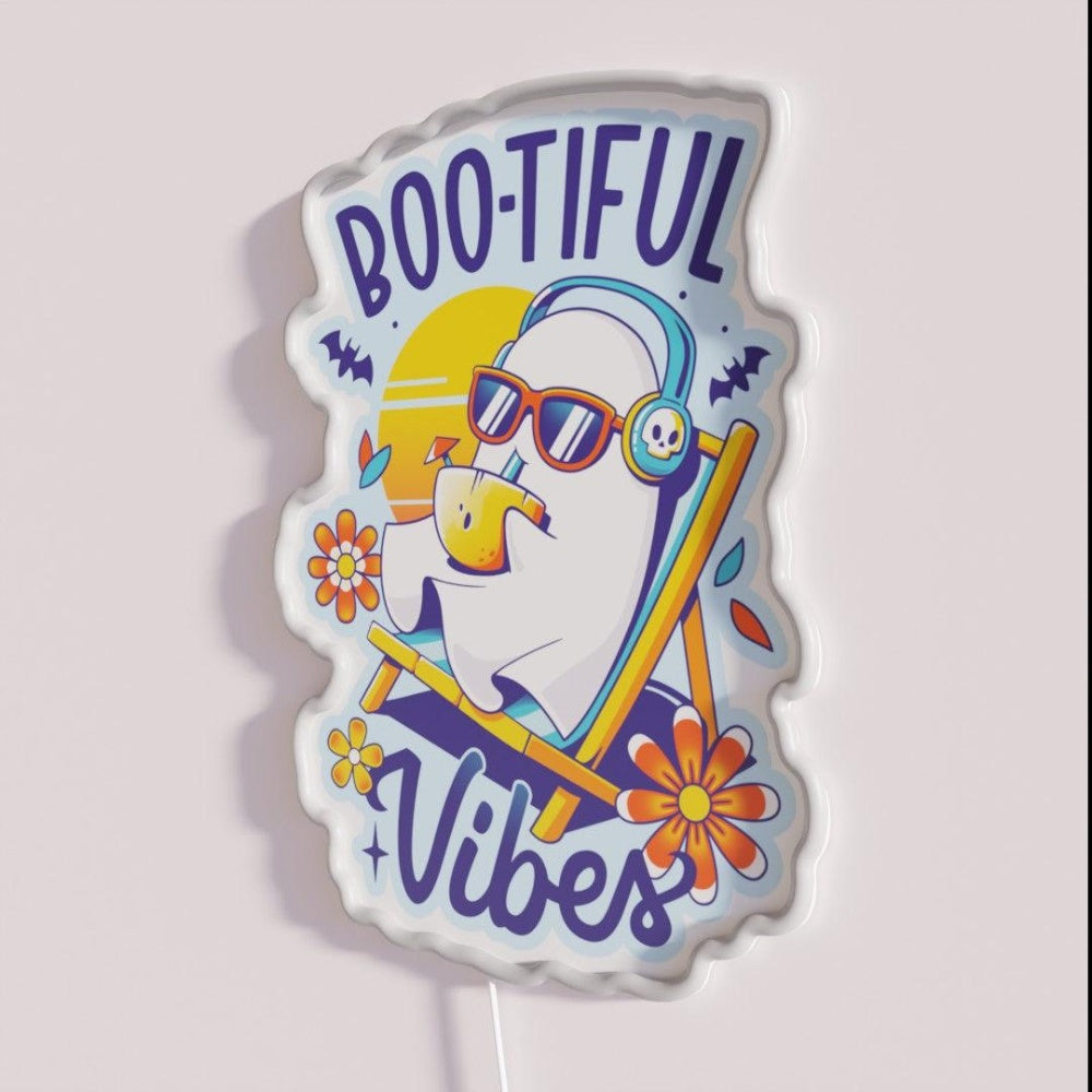 Ghostly Summer Vibes Spooky Ghost Rgb Led Neon Sign