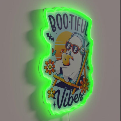 Ghostly Summer Vibes Spooky Ghost Rgb Led Neon Sign - Shineneon