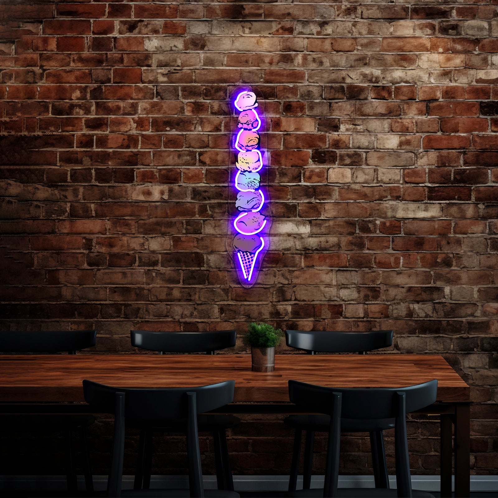 Giant Rainbow Ice Cream Cone Single Artwork Neon Led Signs - Shineneon