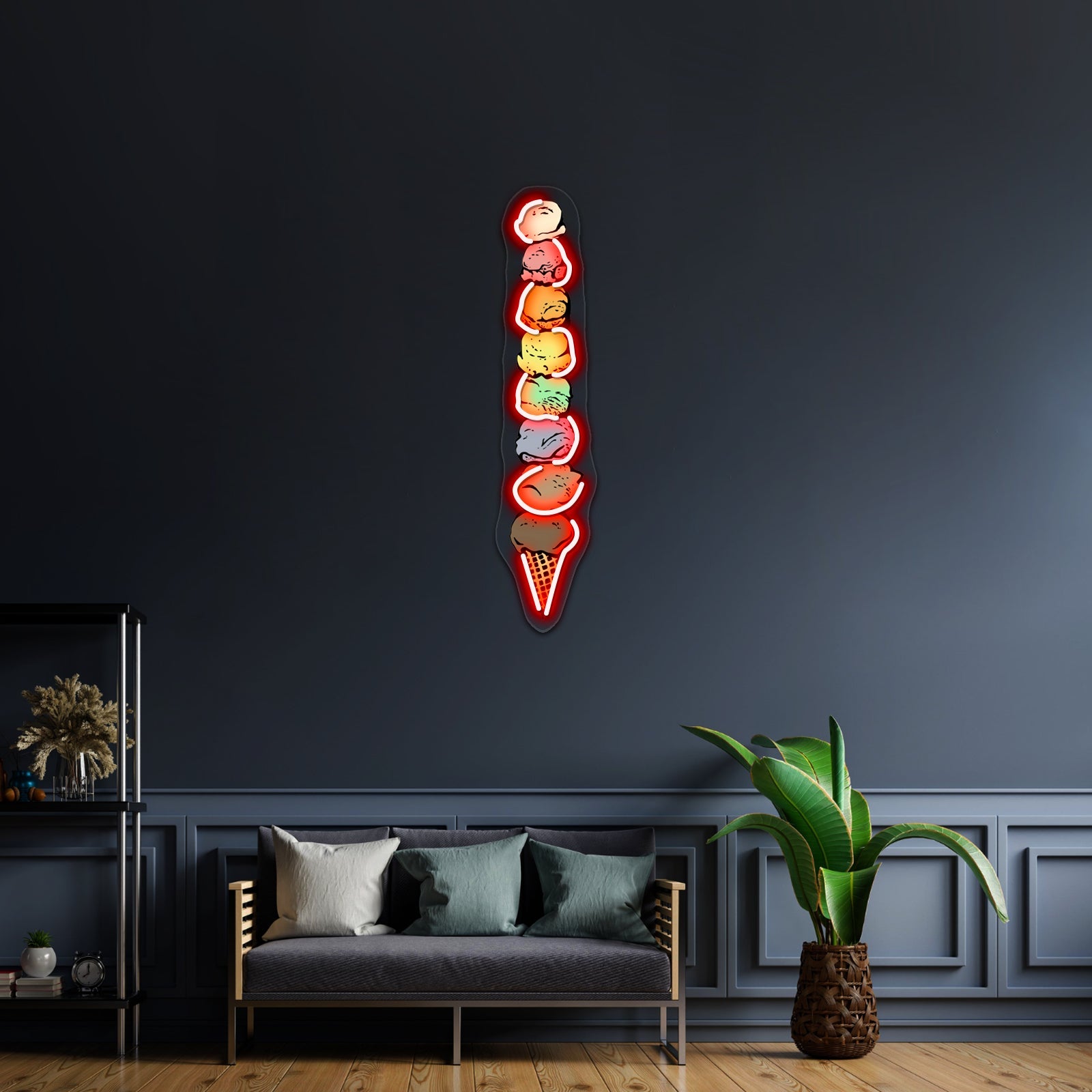 Giant Rainbow Ice Cream Cone Single Artwork Neon Led Signs - Shineneon
