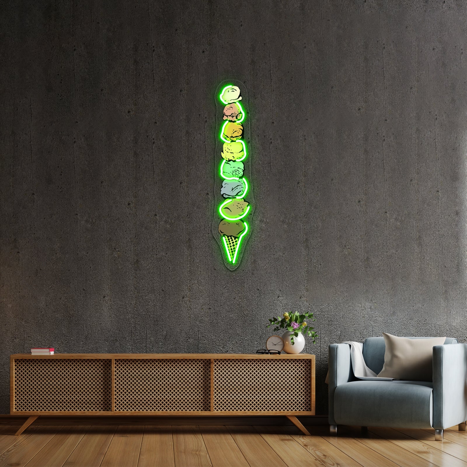 Giant Rainbow Ice Cream Cone Single Artwork Neon Led Signs - Shineneon