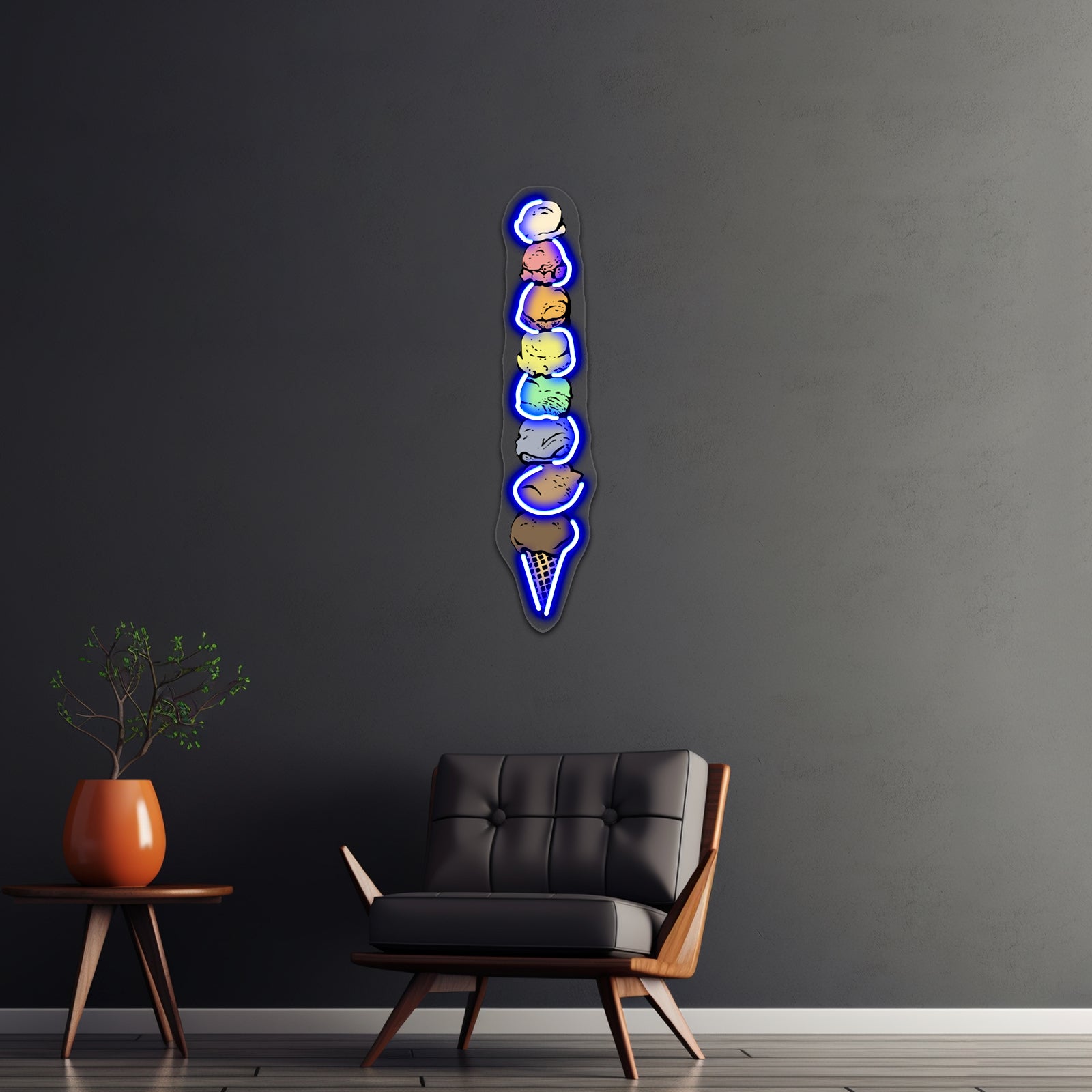 Giant Rainbow Ice Cream Cone Single Artwork Neon Led Signs