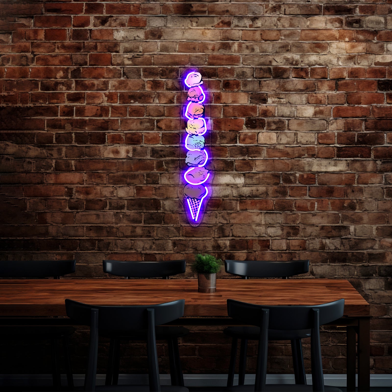 Giant Rainbow Ice Cream Cone Single Artwork Neon Led Signs