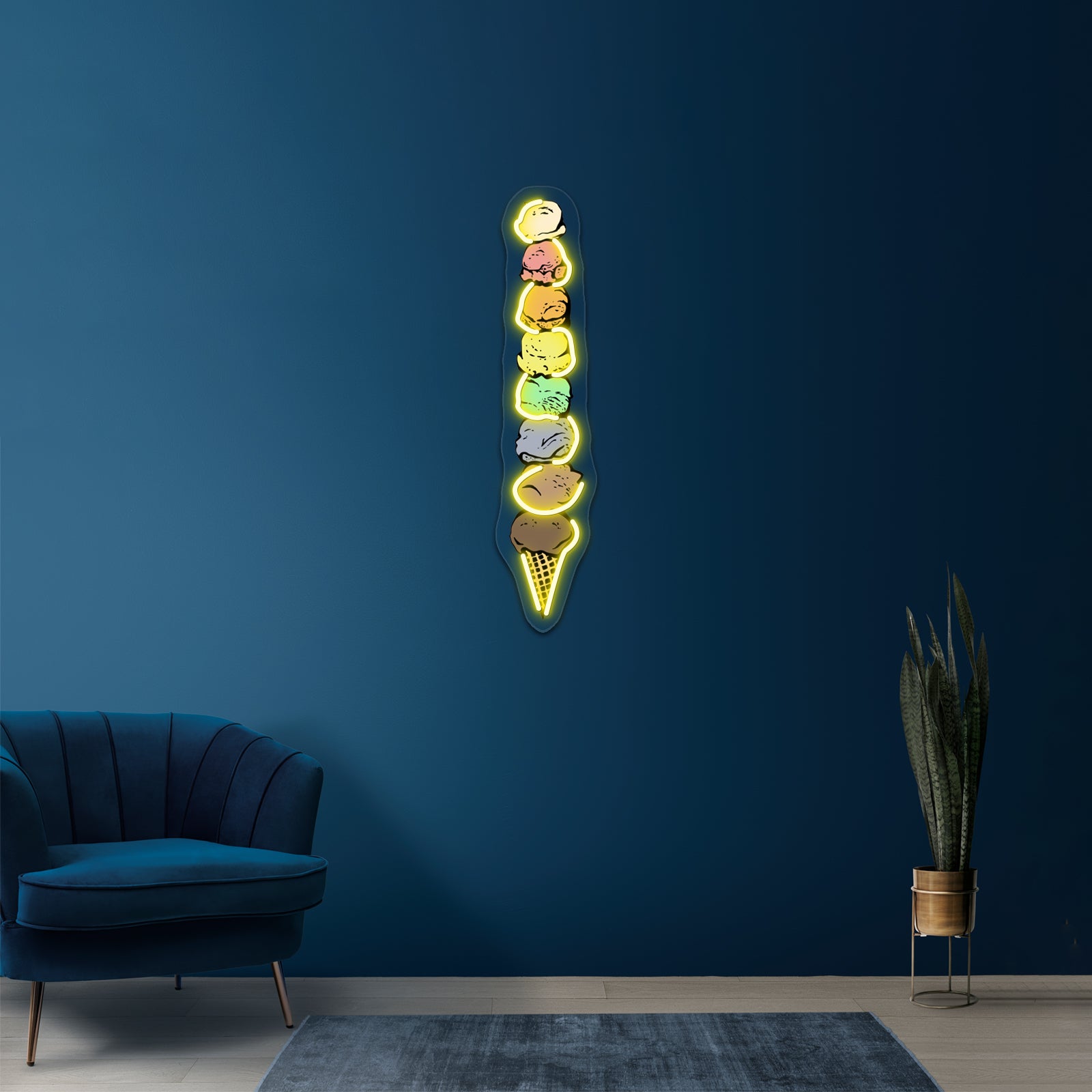 Giant Rainbow Ice Cream Cone Single Artwork Neon Led Signs