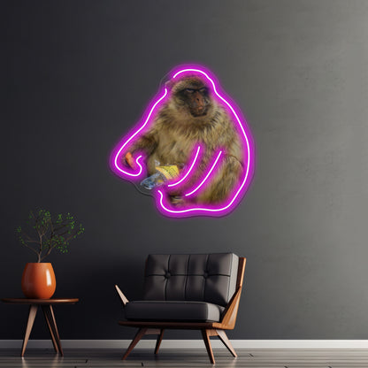 Gibraltar Macaque Monkey Wall Artwork Neon Signs