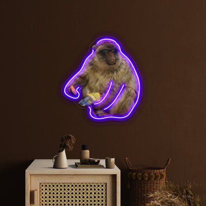 Gibraltar Macaque Monkey Wall Artwork Neon Signs