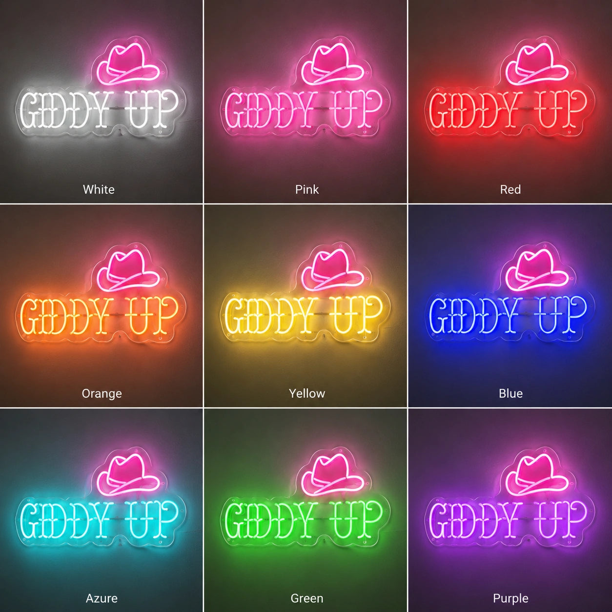 Giddy Up Bar Neon Sign LED Neon Sign color grid