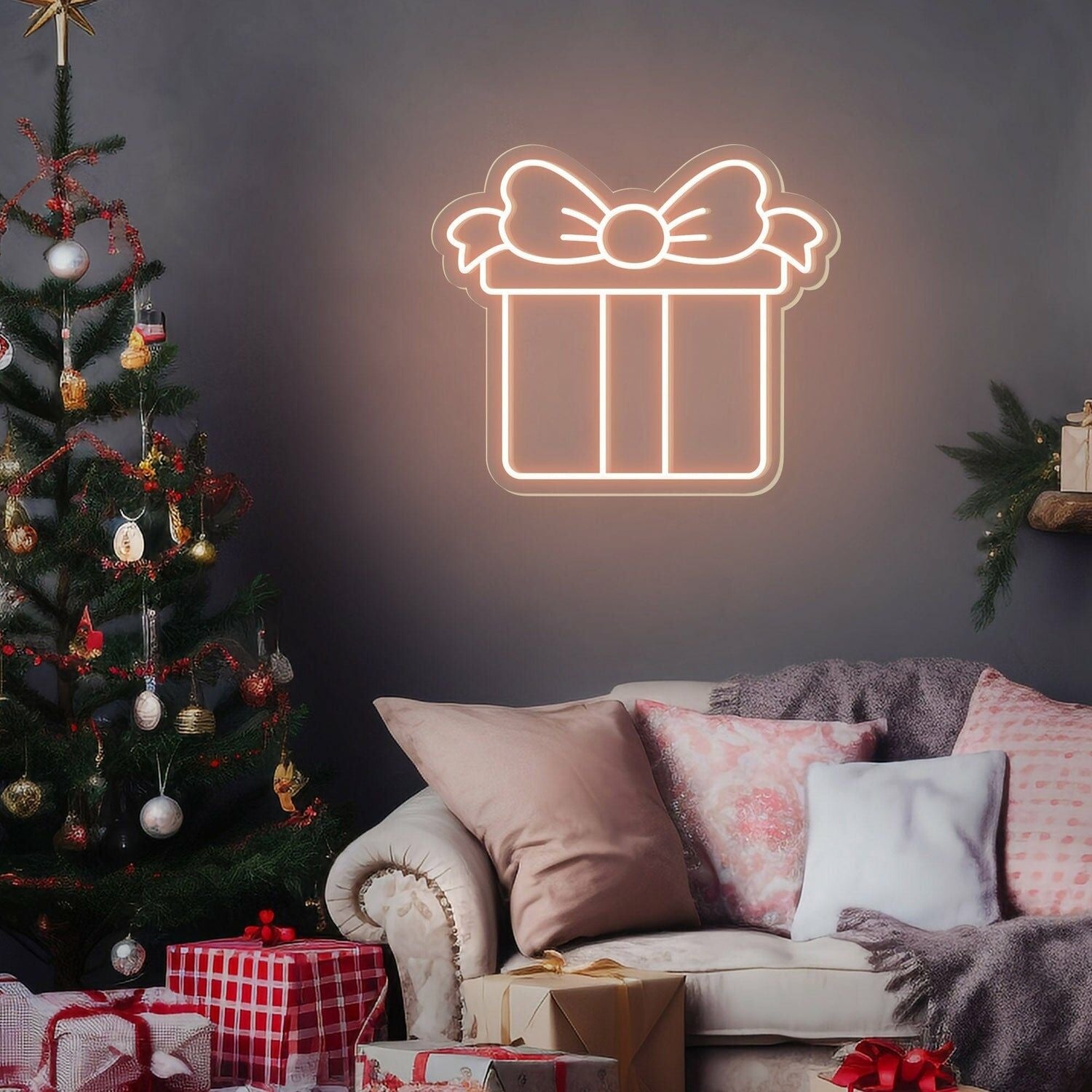 Gift Box Neon Sign For Weddings Birthdays And Home Decor | Shineneon