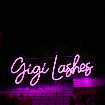 Gigi Lashes Purple Led Neon Sign - Shineneon