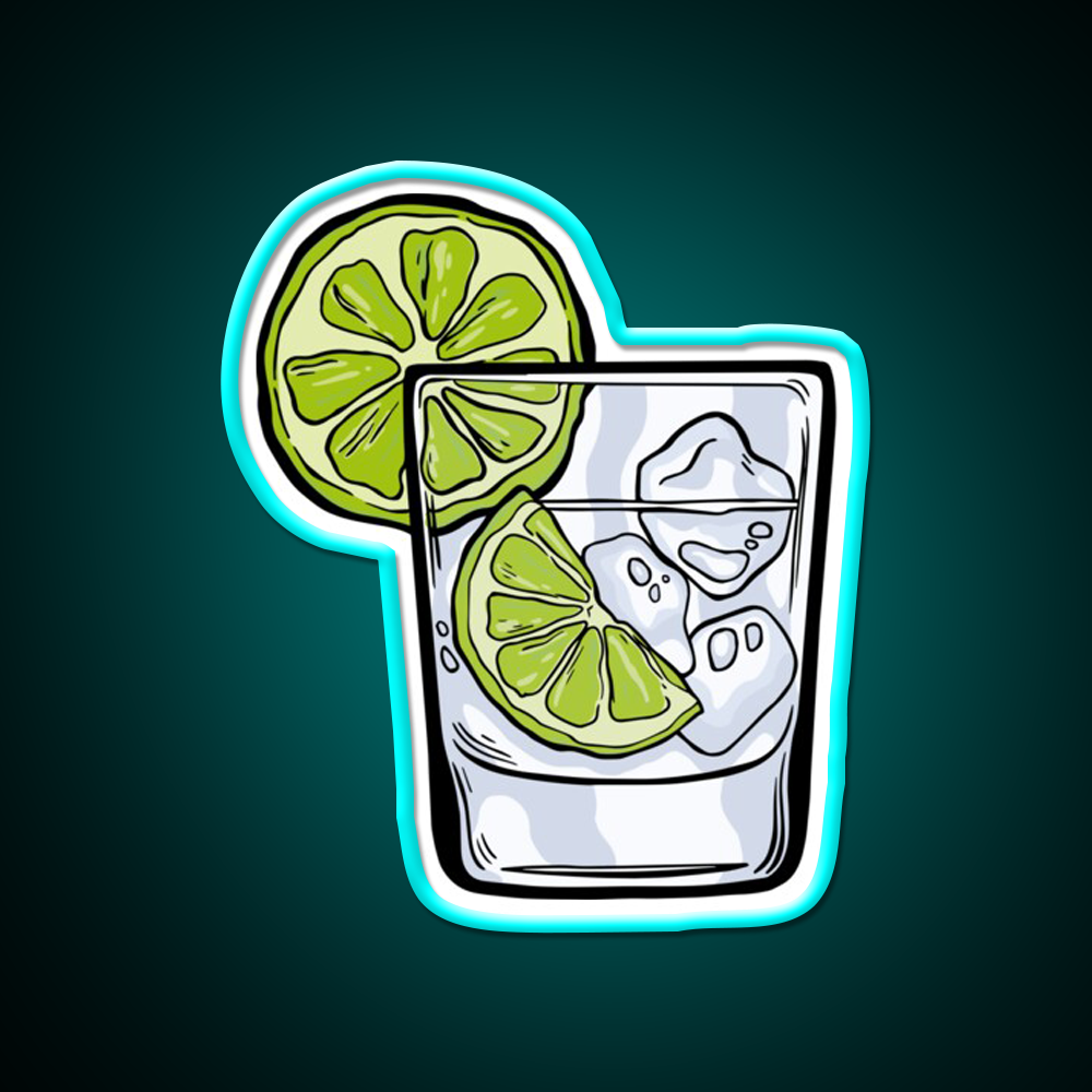 Gin And Tonic Cocktail Bar Decor Led Neon Sign Rgb Color - Size and dimension reference