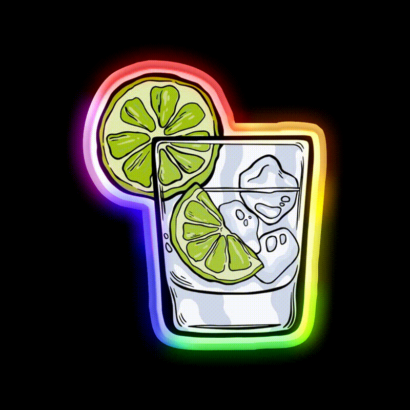Gin And Tonic Cocktail Bar Decor Led Neon Sign Rgb Color - LED neon sign close-up detail