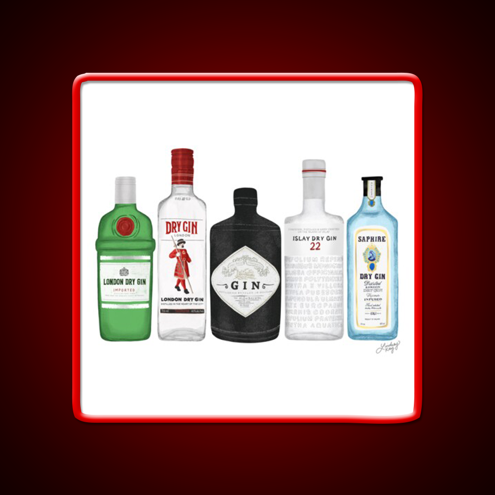 Gin Bottles Illustration Cocktail Bar Decor Led Neon Sign Rgb Color - LED neon sign view 10