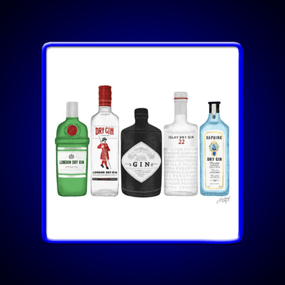Gin Bottles Illustration Cocktail Bar Decor Led Neon Sign Rgb Color - Shineneon