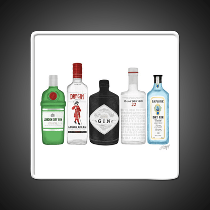 Gin Bottles Illustration Cocktail Bar Decor Led Neon Sign Rgb Color - Shineneon