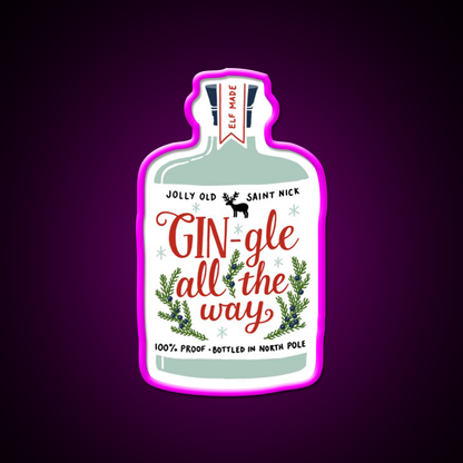 Gin Gle All The Way Cocktail Bar Decor Led Neon Sign Rgb Color