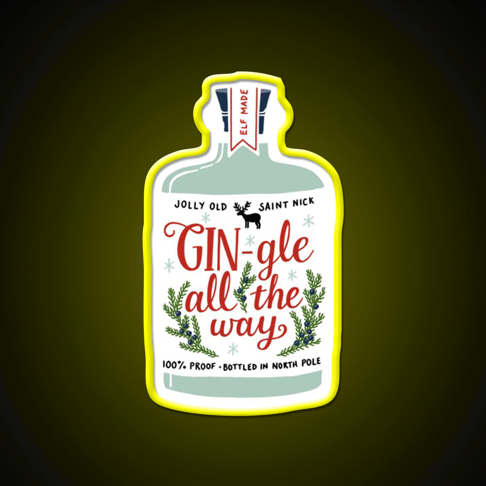 Gin Gle All The Way Cocktail Bar Decor Led Neon Sign Rgb Color - Custom LED neon sign front view