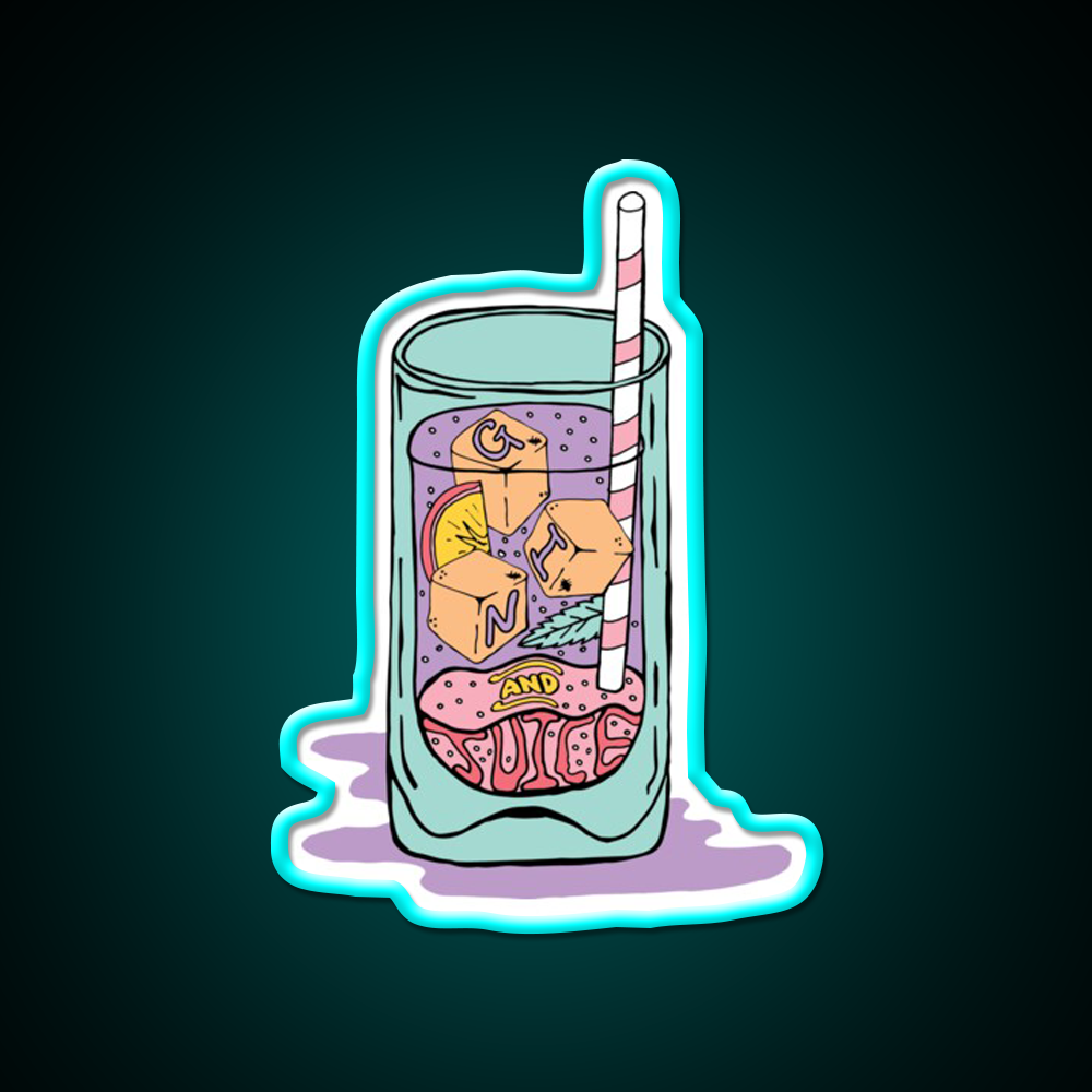Gin Juice Cocktail Bar Decor Led Neon Sign Rgb Color - Size and dimension reference