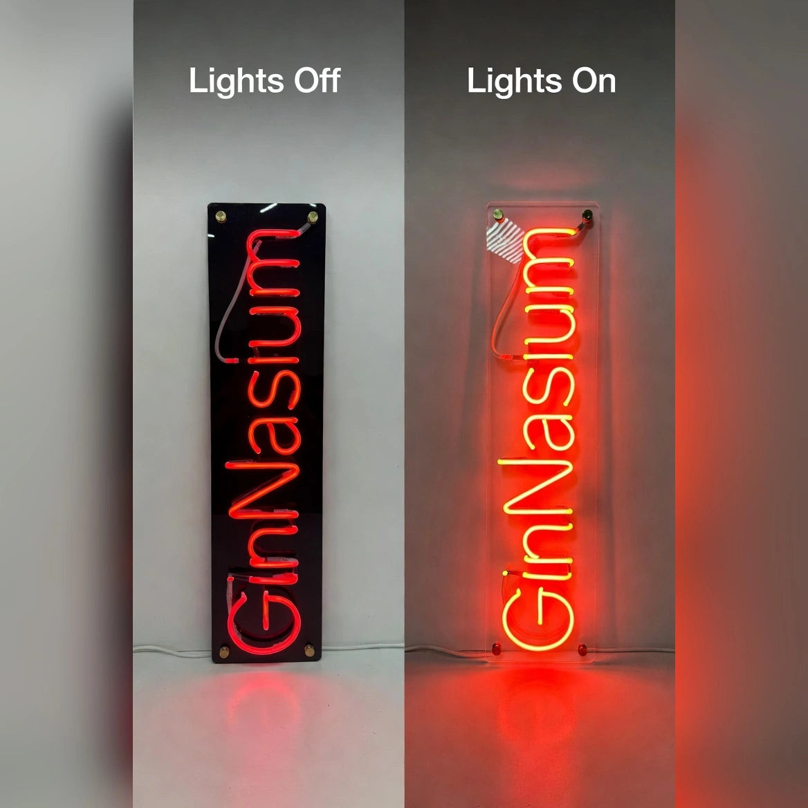 Gin Museum Business LED Neon Sign - 06 Day Night Comparison