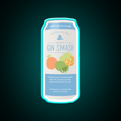Gin Smash Cooler Cocktail Bar Decor Led Neon Sign Rgb Color - Size and dimension reference