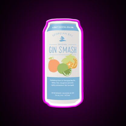 Gin Smash Cooler Cocktail Bar Decor Led Neon Sign Rgb Color - Neon sign mounted on wall in room