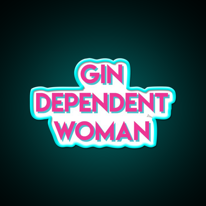 Gindependent Dependent Gin Lovers Cocktail Bar Decor Led Neon Sign Rgb Color - Size and dimension reference