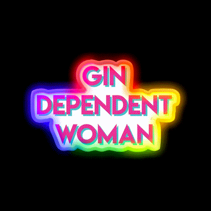 Gindependent Dependent Gin Lovers Cocktail Bar Decor Led Neon Sign Rgb Color - LED neon sign close-up detail