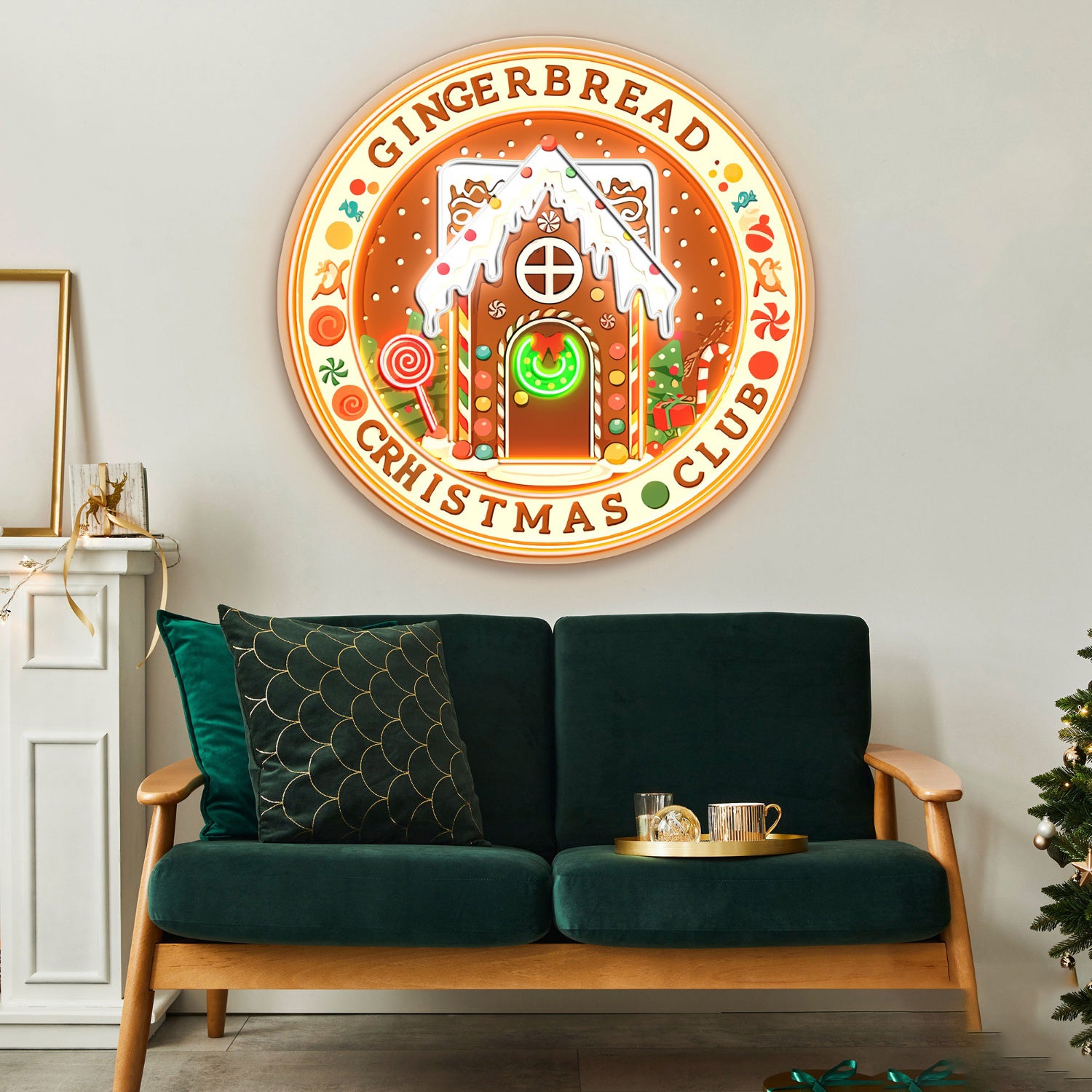 Gingerbread Christmas Club Acrylic Led Neon Sign | Shineneon
