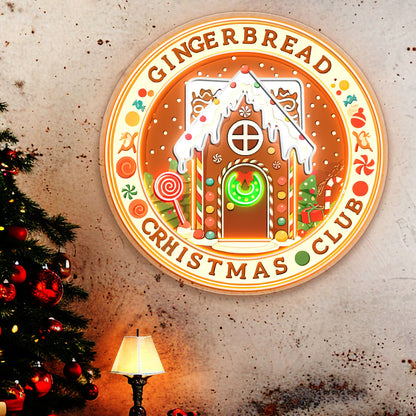 Gingerbread Christmas Club Acrylic Led Neon Sign | Shineneon