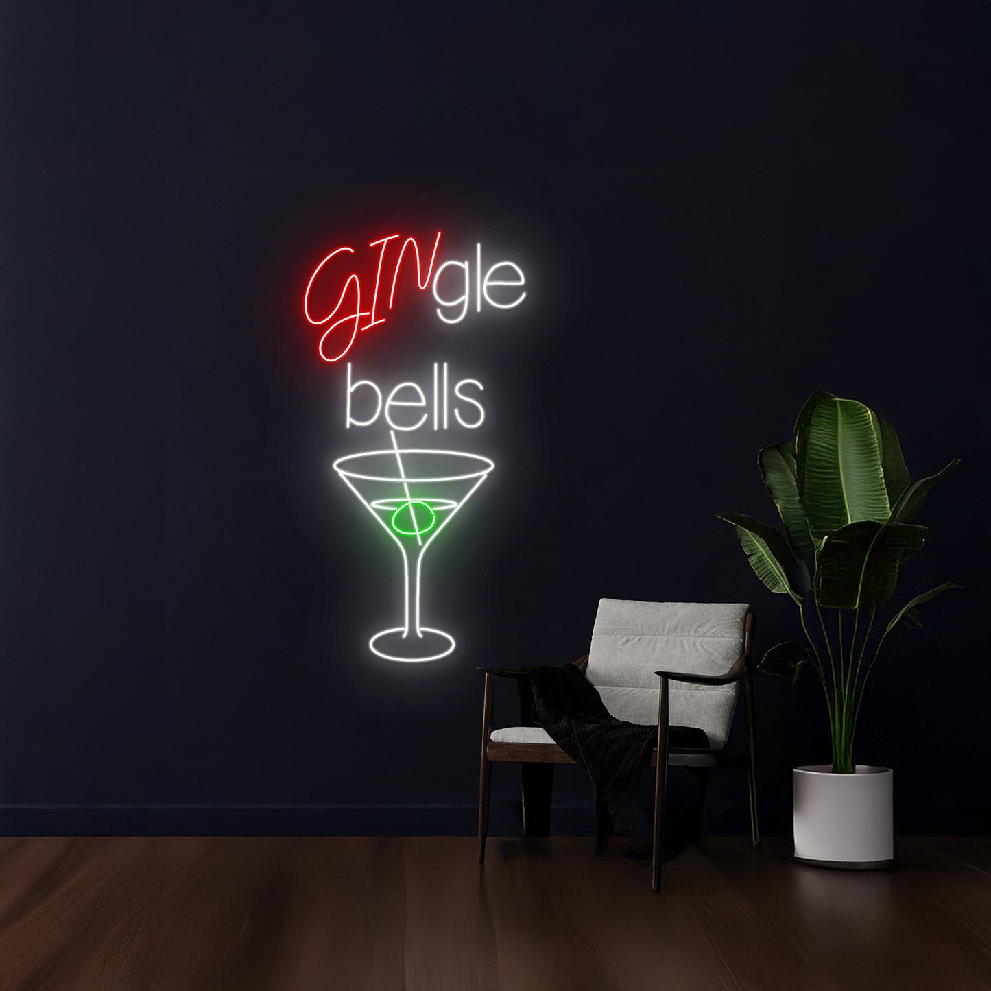 Gingle Bells Neon Sign Wine Bar Pub Room Wall Art Decor