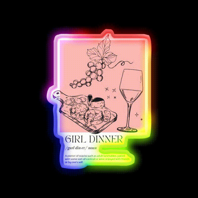 Girl Dinner Dictionary Description Cocktail Bar Decor Led Neon Sign Rgb Color - LED neon sign close-up detail